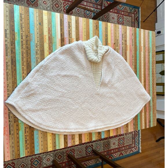 New ANTHROPOLOGIE Textured Sweater Poncho Wool Blend High Neck OS Cream $130 - Picture 16 of 16